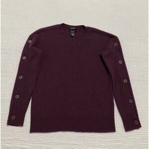 Halogen 100% Cashmere Purple Button Sleeve Sweater Size Small‎